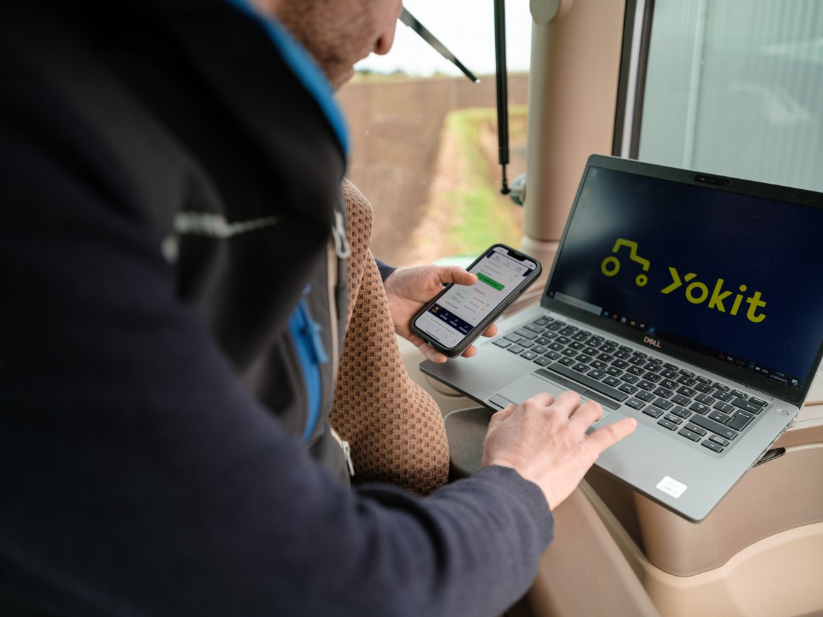 Logging a job from the tractor cab on the Yokit app